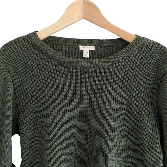 SILENCE + Noise Urban outfitters Olive green bell sleeve cropped crew sweater - Picture 3 of 12